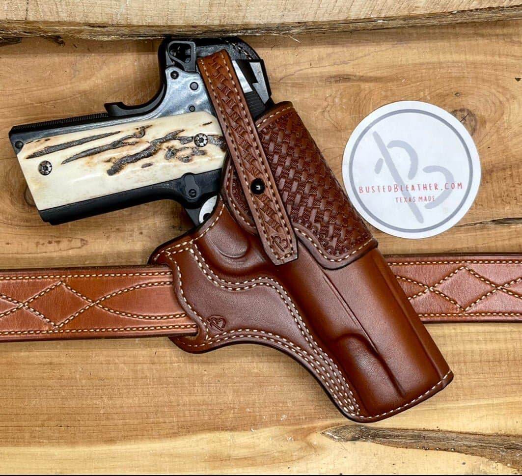 *Made to Order* Outlaw Cross Draw 1911 w/Basket-Weave Tooled Reinforcement-Busted B Leather