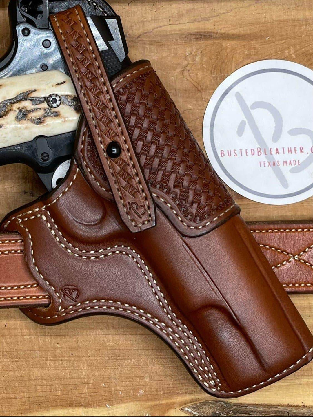 *Made to Order* Outlaw Cross Draw 1911 w/Basket-Weave Tooled Reinforcement-Busted B Leather