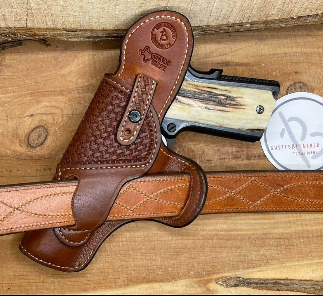 *Made to Order* Outlaw Cross Draw 1911 w/Basket-Weave Tooled Reinforcement-Busted B Leather