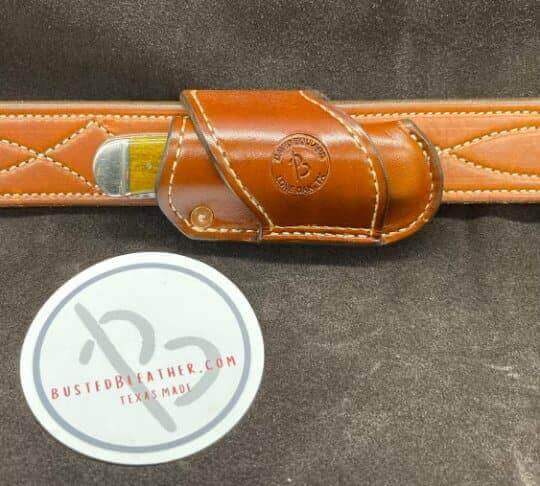 *Made to Order* Premium Sideways Knife Sheath for a Case 2-Blade Trapper Knife-Busted B Leather
