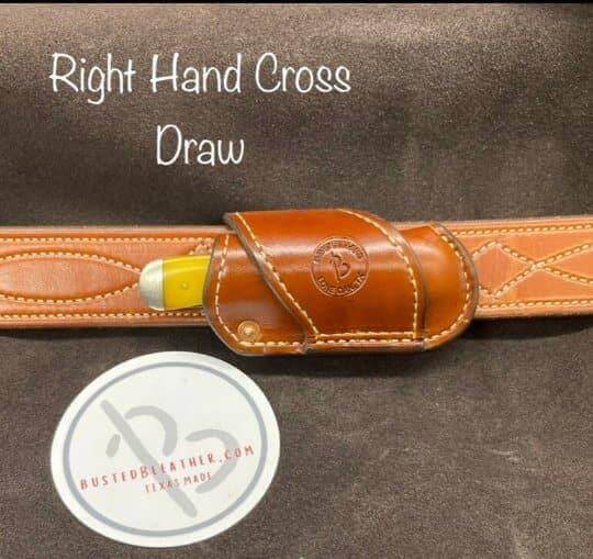 *Made to Order* Premium Sideways Knife Sheath for a Case 2-Blade Trapper Knife-Busted B Leather